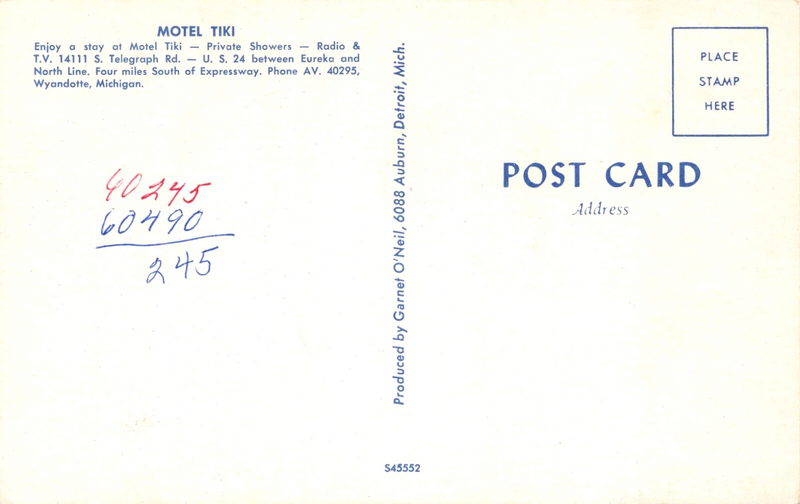 Tiki Motel (Motel Tiki, C & D Motel) - Vintage Postcard (newer photo)